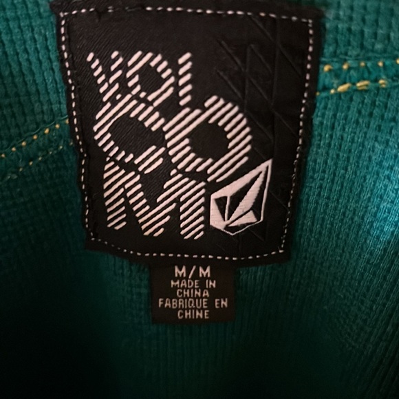 Volcom Mens LS Striped Thermal Shirt Color Green Size Medium - Picture 3 of 5